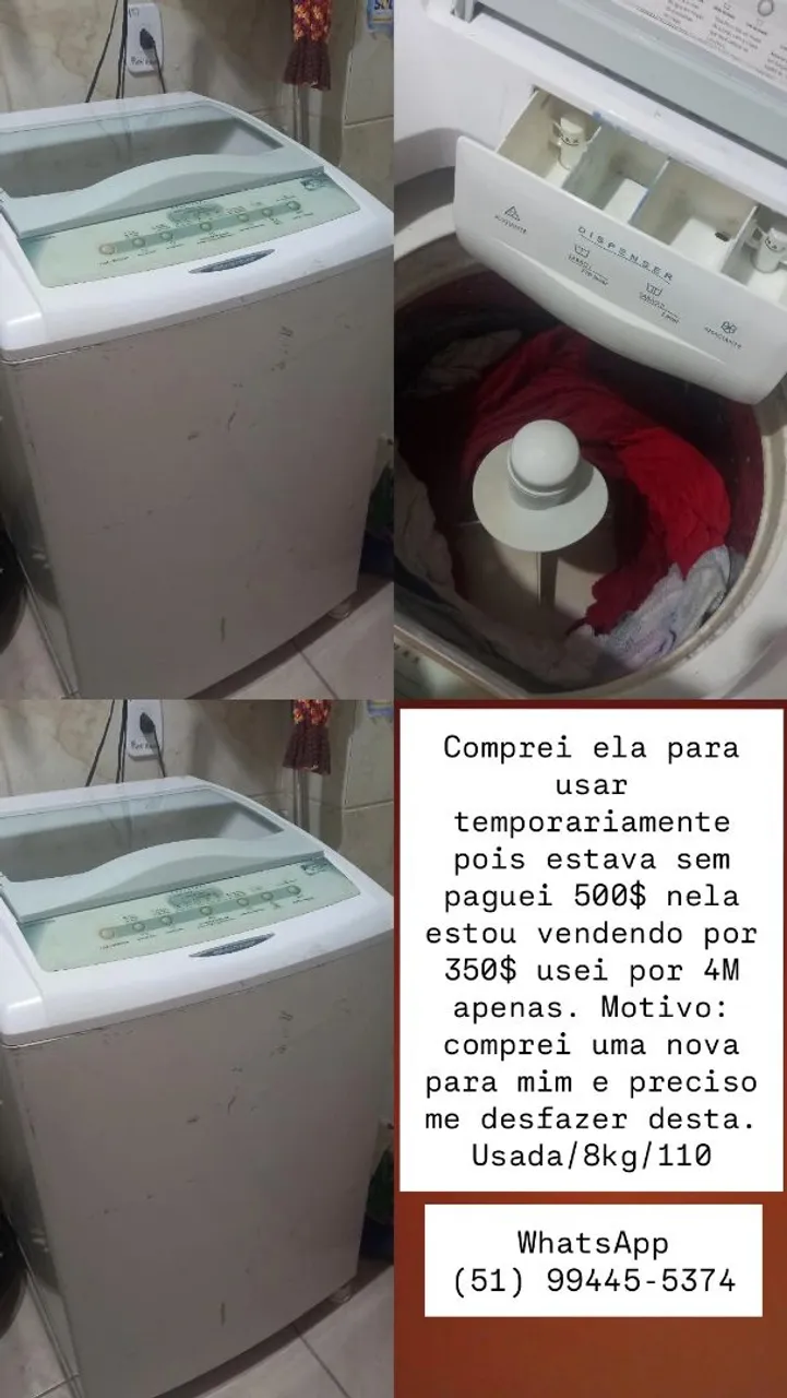 Máquina de Lavar 8kg - Usada