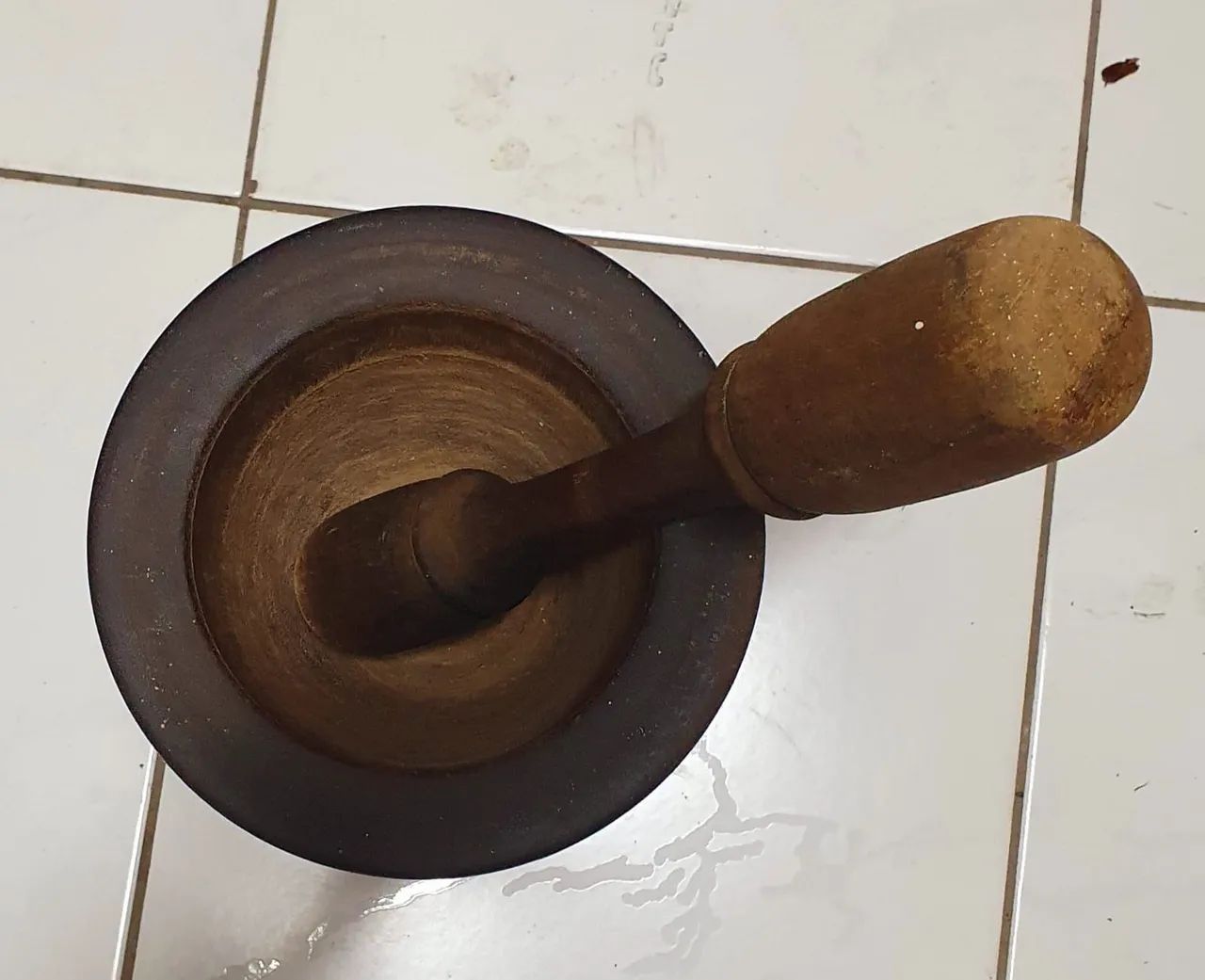 Conjunto de PILÃO e ALMOFARIZ de Madeira (antigo) - Foto 3