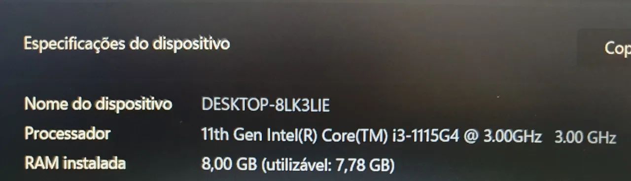 Acer i3 11°geração 8gb ssd 256gb 3 Meses Garantia - Foto 4