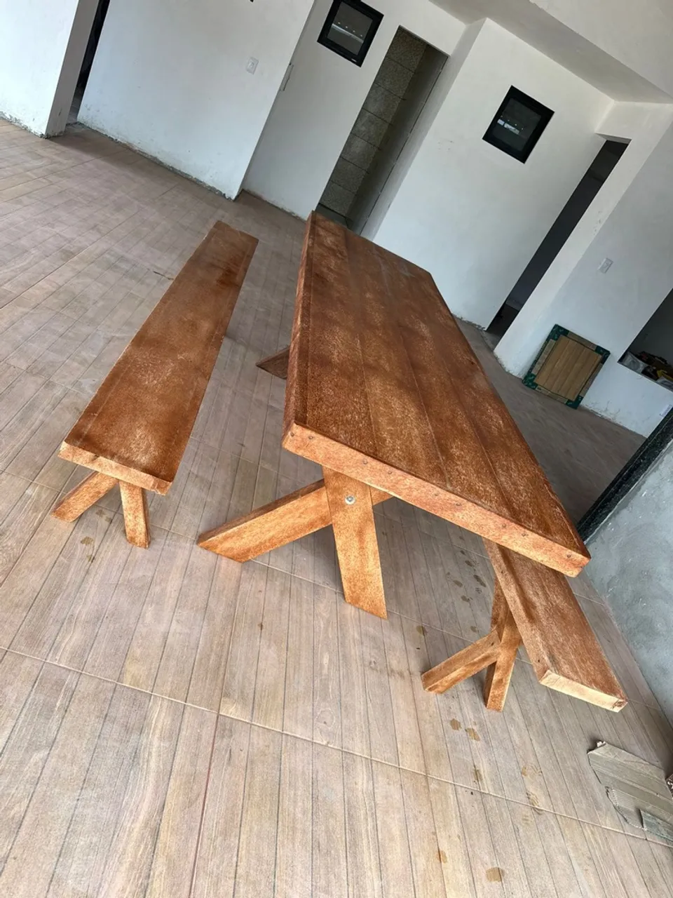 Mesa e Banco de Madeira para Área Externa