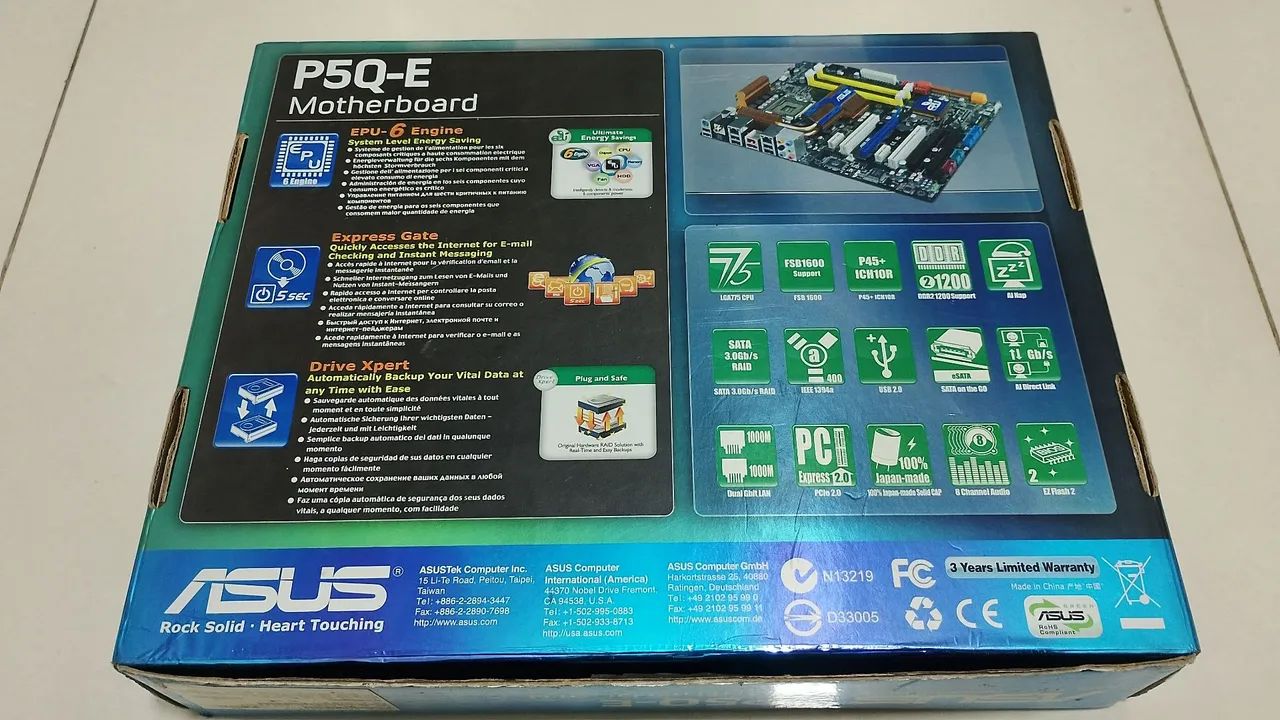 Caixa Placa Mãe Asus P5Q-E 775 + Acessórios  - Foto 3