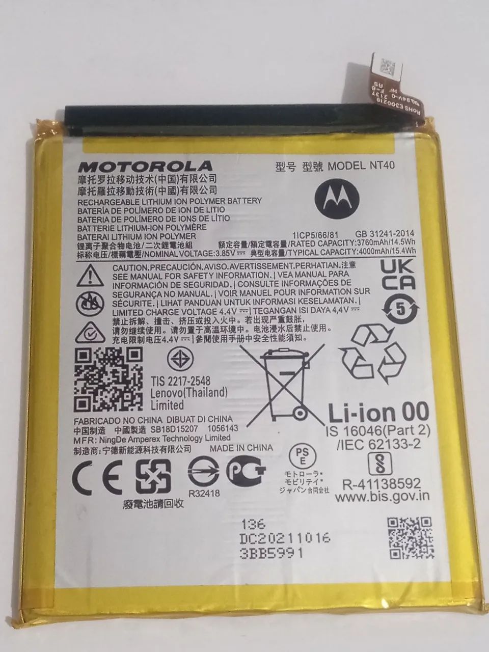 Bateria NT40 para celular Motorola moto E20 original 