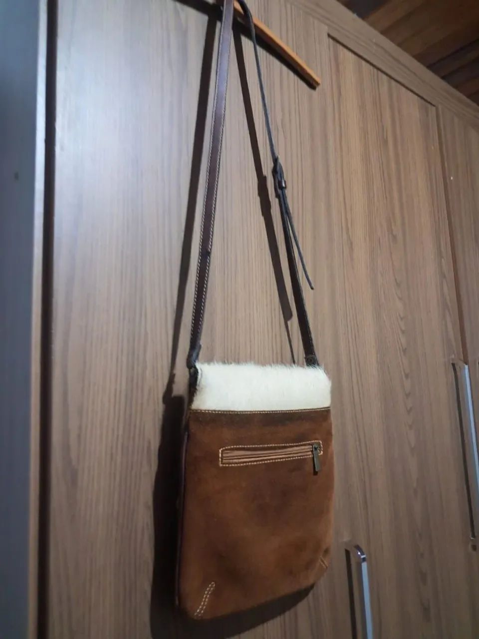 Bolsa Country couro legítimo couro com pelo . tendência  - Foto 5