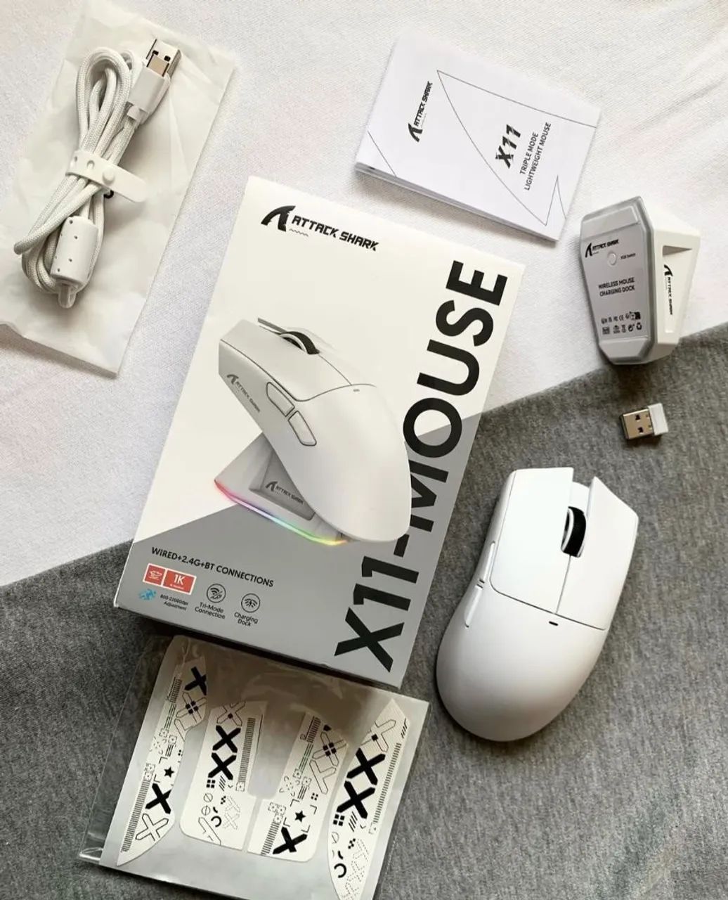 Mouse BRANCO attack shark x11 Gamer - NOVO E ORIGINAL - Foto 2