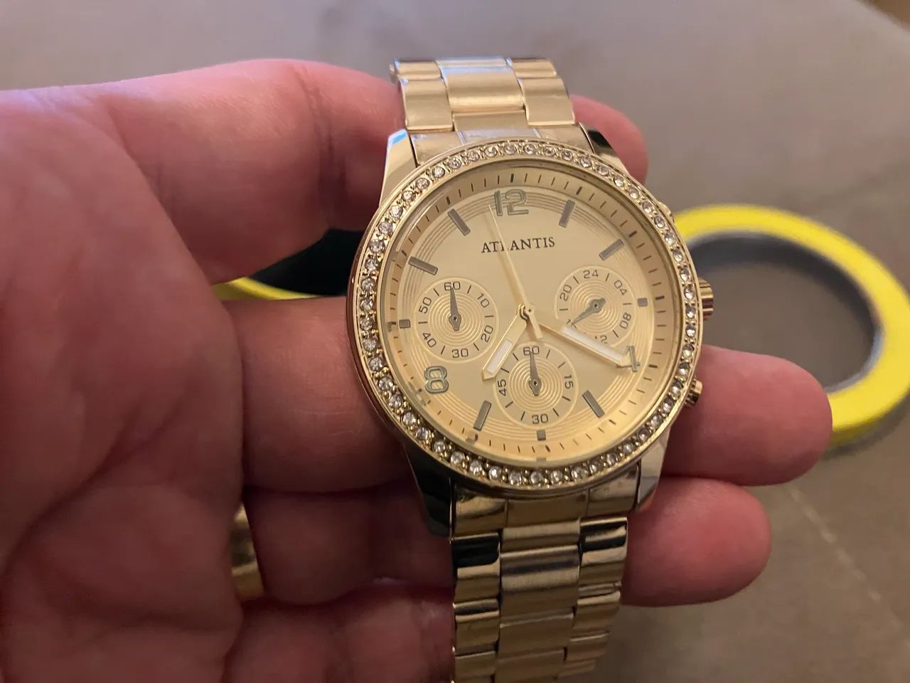 Relógio Atlantis Analógico Dourado Nunca Usado