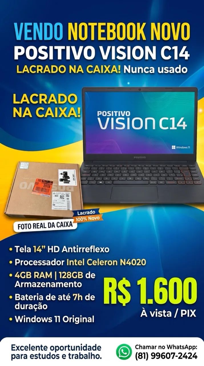 Notebook Positivo - Lacrado na caixa