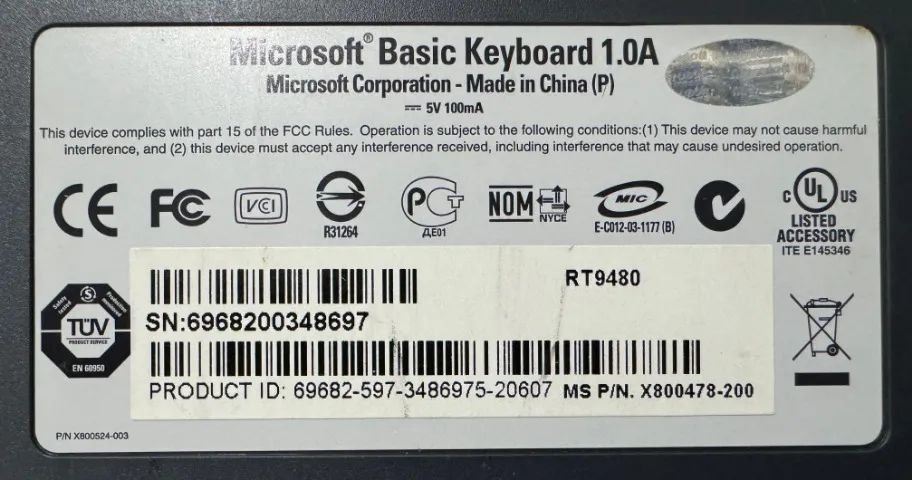 Teclado Antigo Microsoft Basic Keyboard 1.0A - Foto 5
