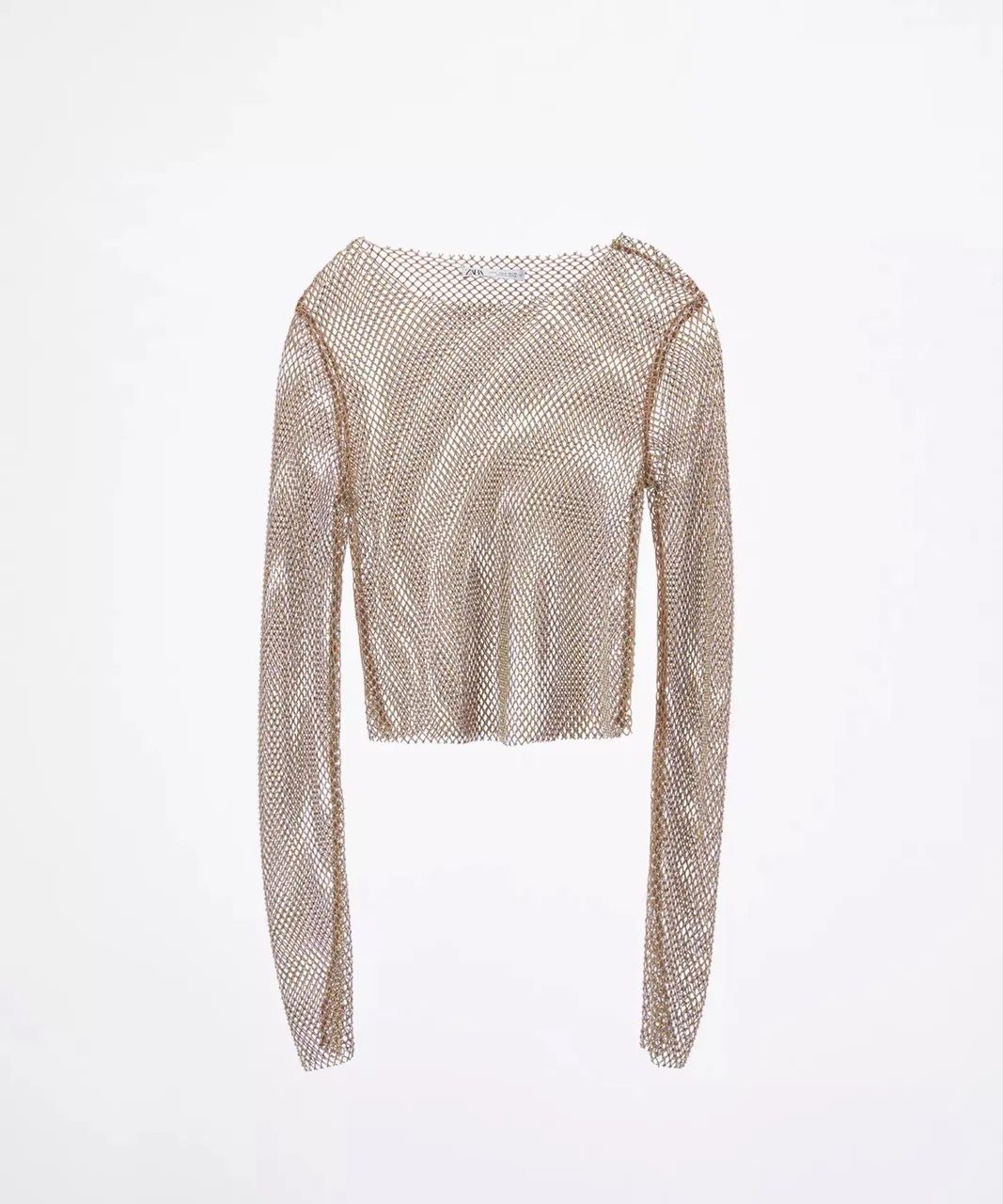 Blusa cropped de rede com brilhos