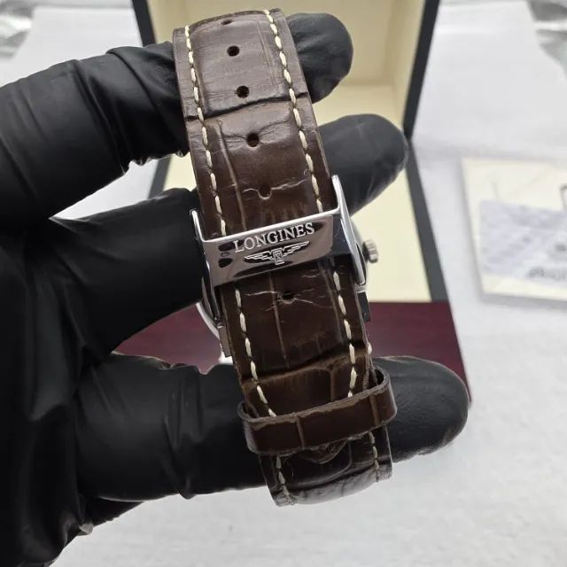 Relógio Longines Automático Masculino 40mm Couro Marrom Novo - Foto 4