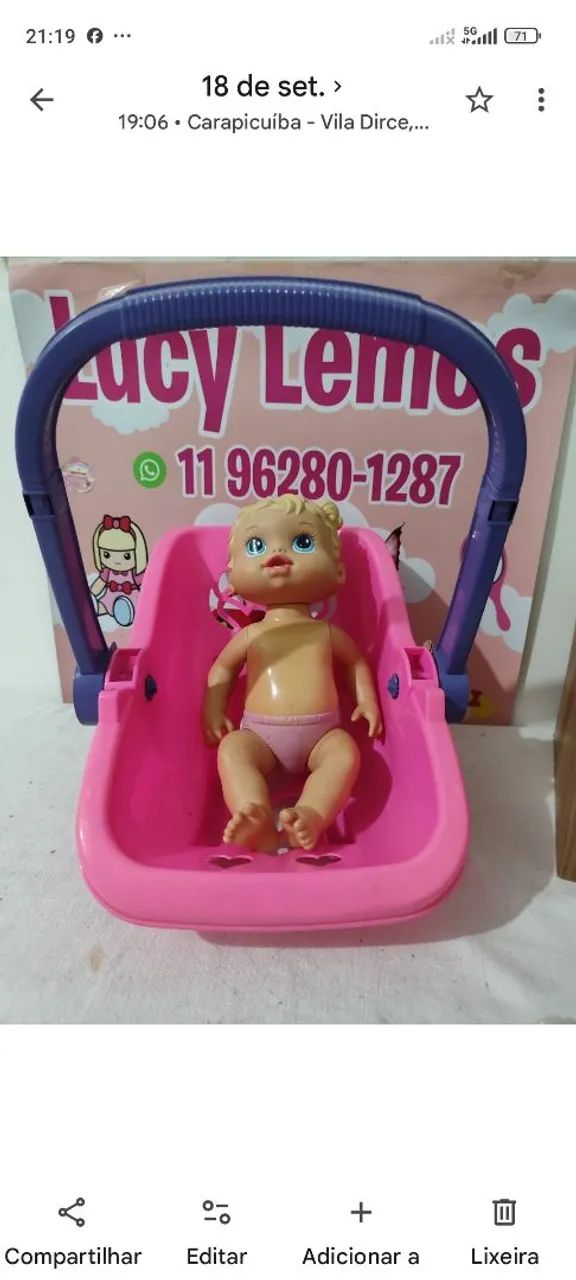 Boneca mais o bebê conforto