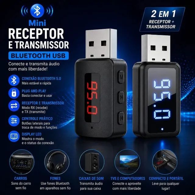  Bluetooth 5.4 carro transmissor receptor handsfree 