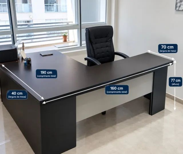 Mesa de escritório preta 