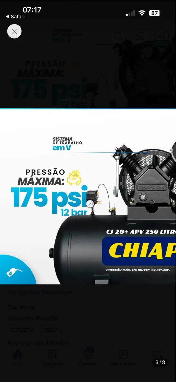 Vendo ou troco compressor 15 pés 220 v