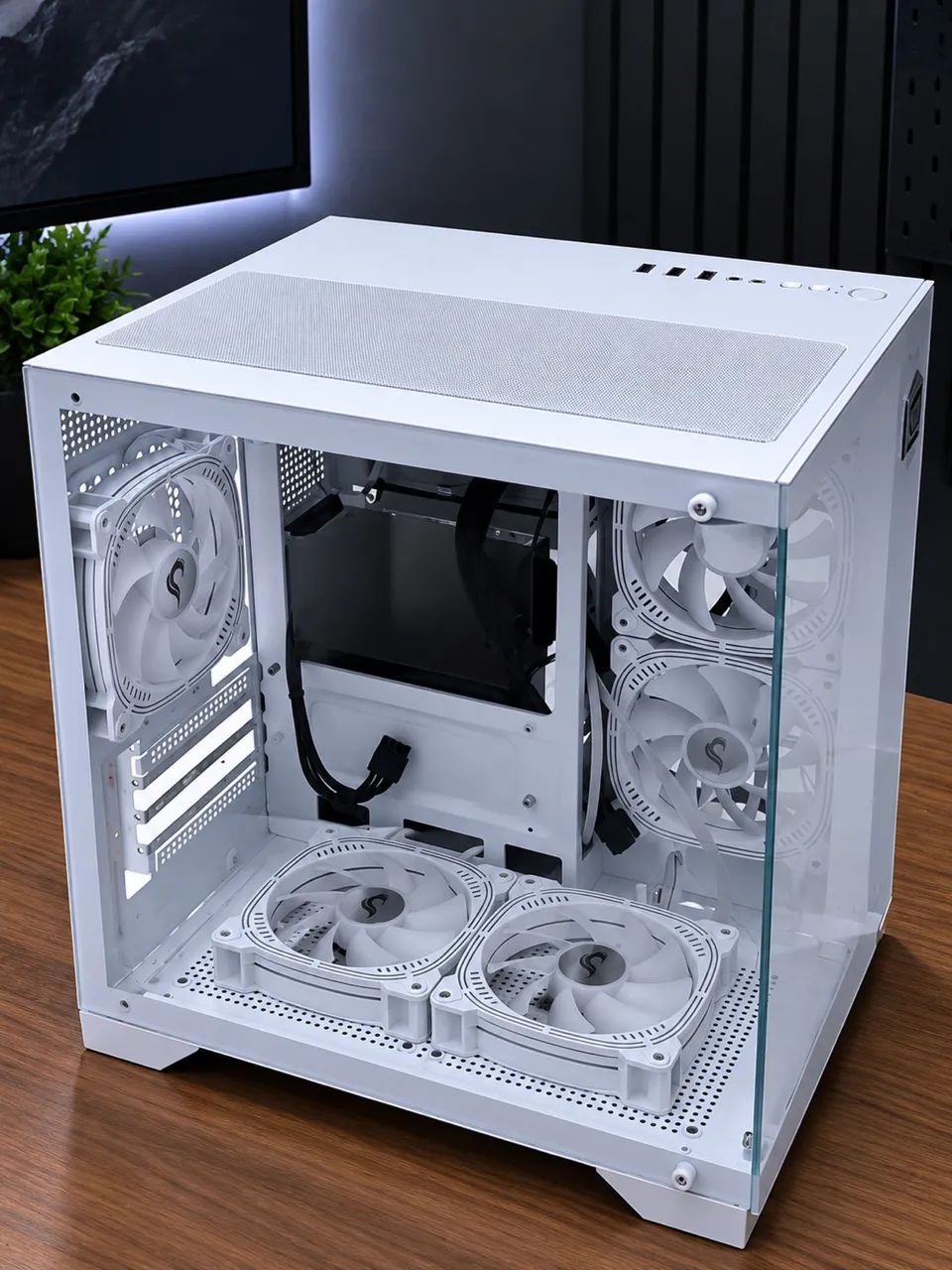 Gabinete branco aquático com 5 fans