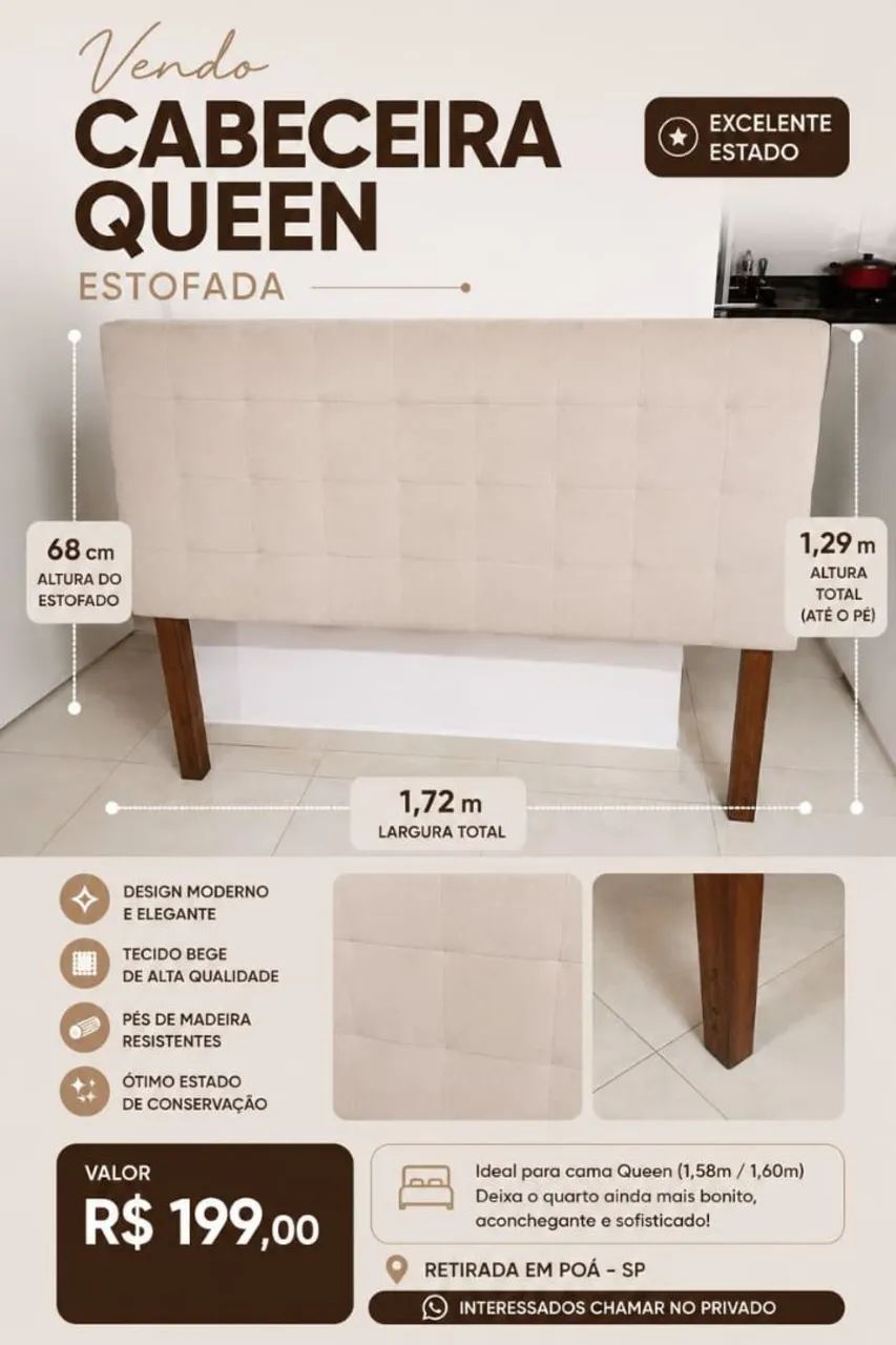 Cabeceira queen Size em excelente estado 