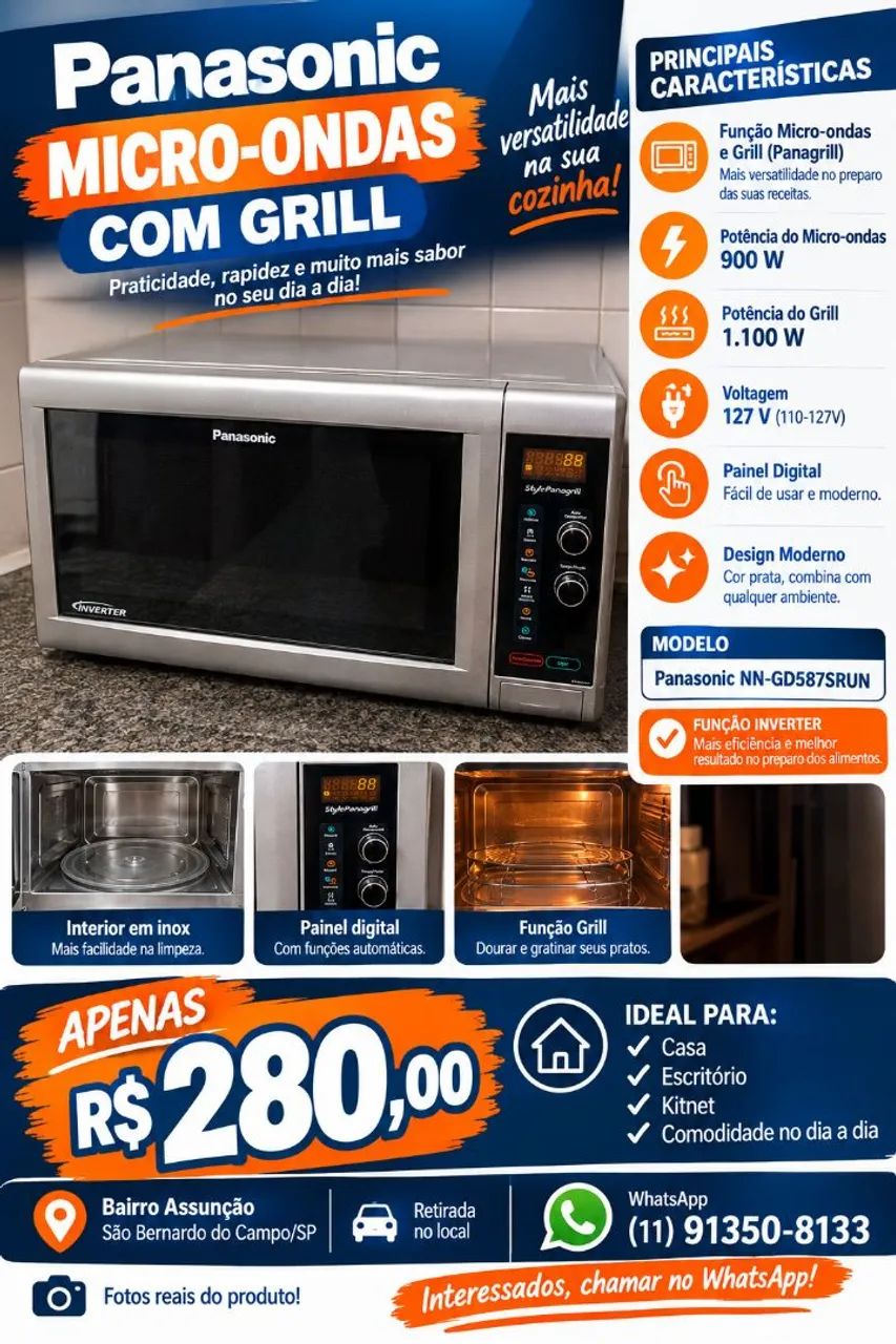 Micro-ondas Panasonic com grill