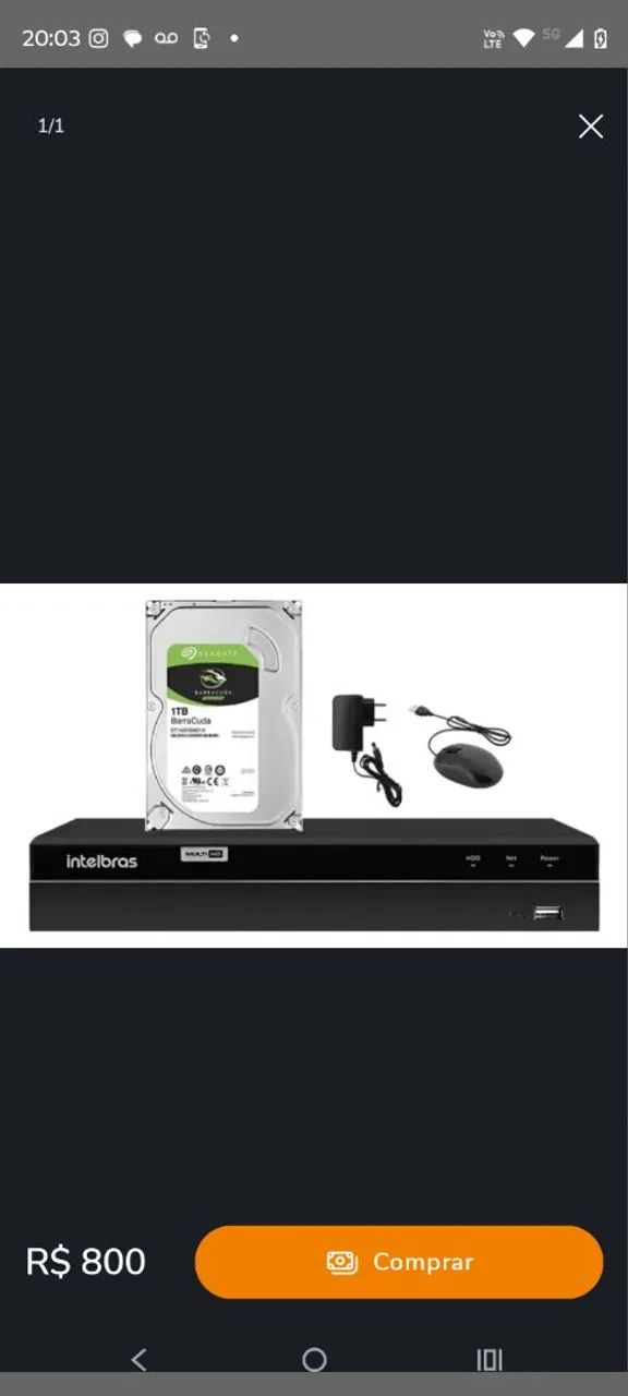 DVR INTELBRAS MHDX COM HD 1TB E FONTE 12V 5A - Peças e Acessórios
