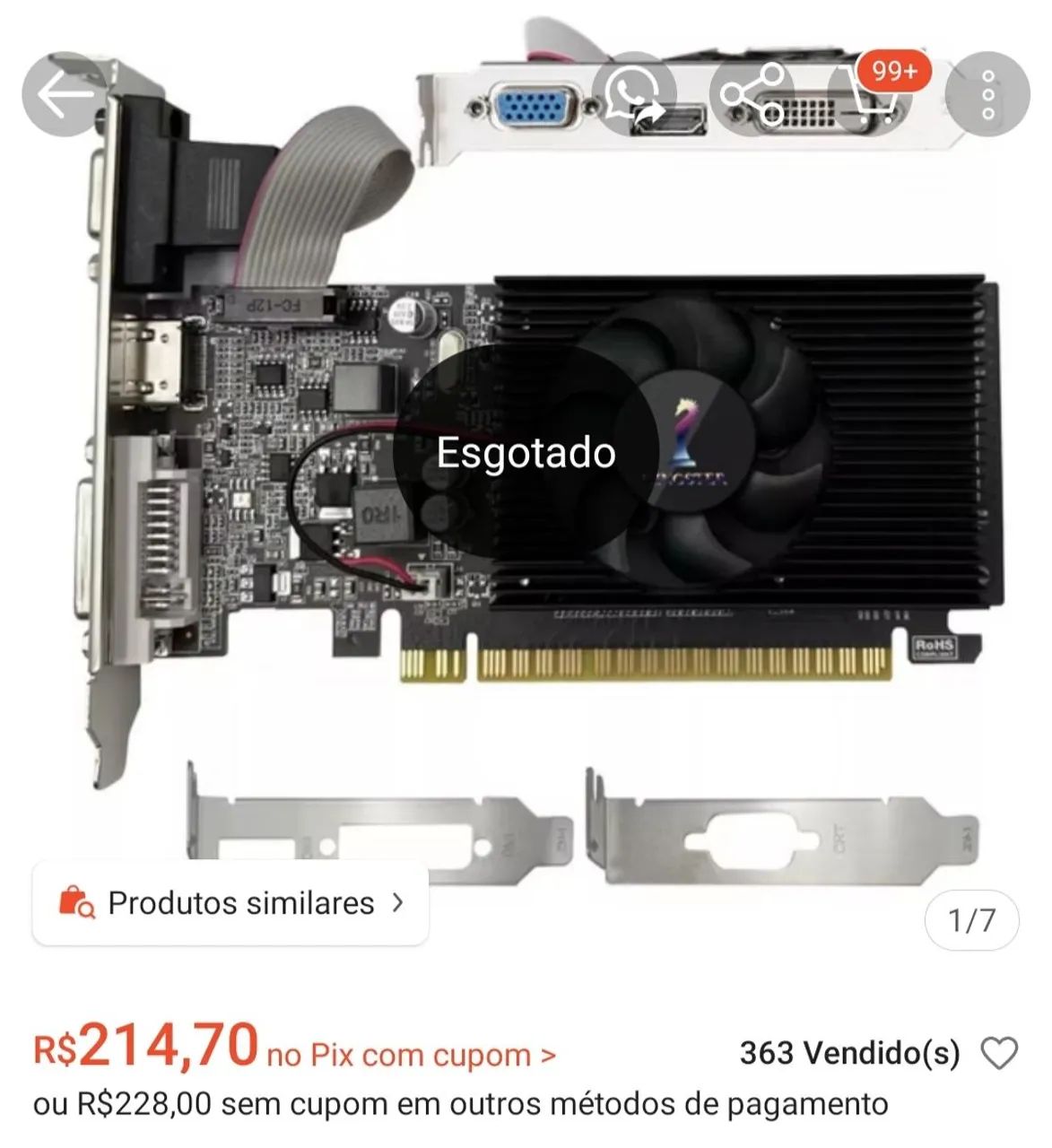 Placa de vídeo Gt210 1GB 