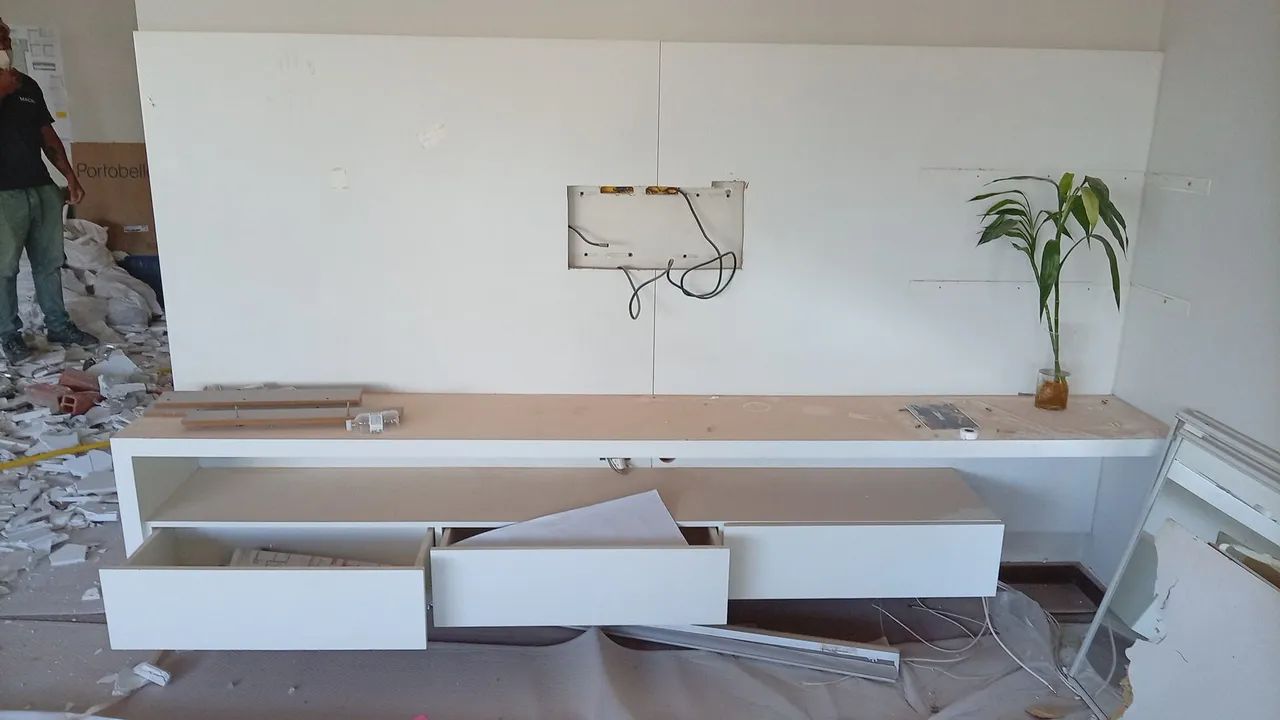 Painel de tv mais rack juntos 