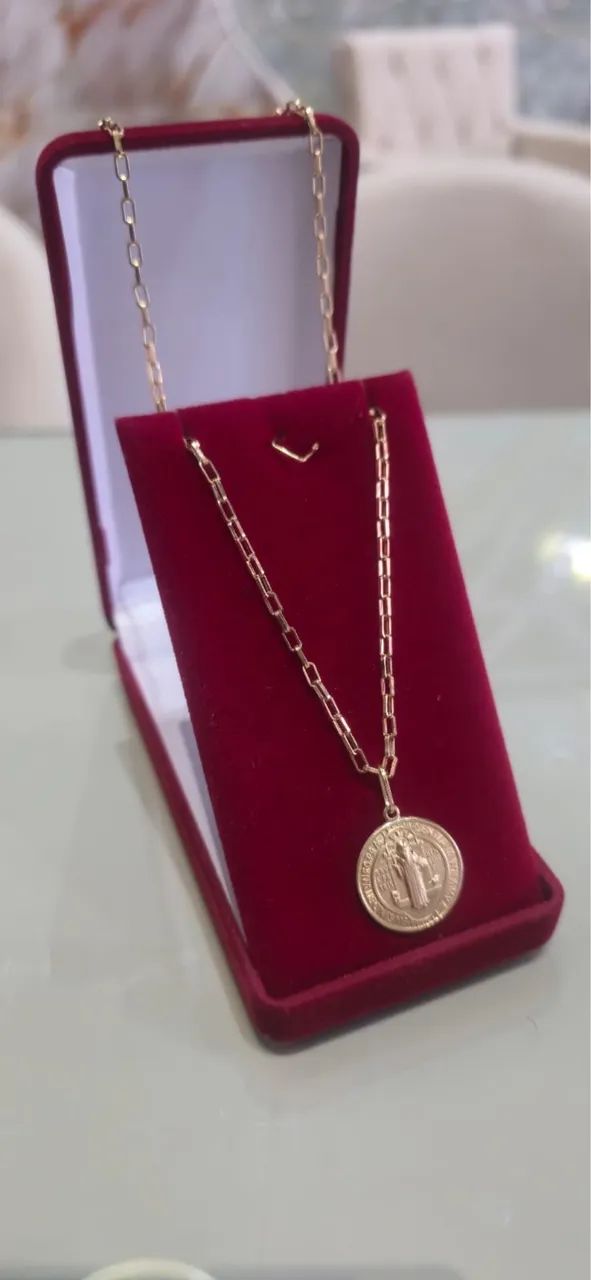 Corrente de ouro, com medalha de São Bento  - Foto 2