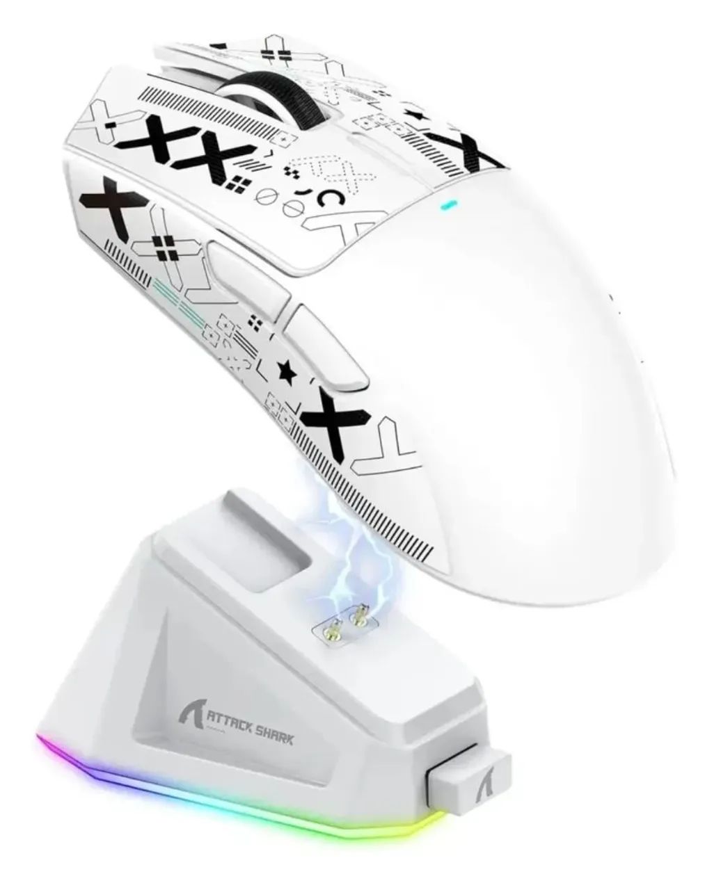 Mouse Attack Shark X11 Branco Com Dock De Carregamento - Foto 2