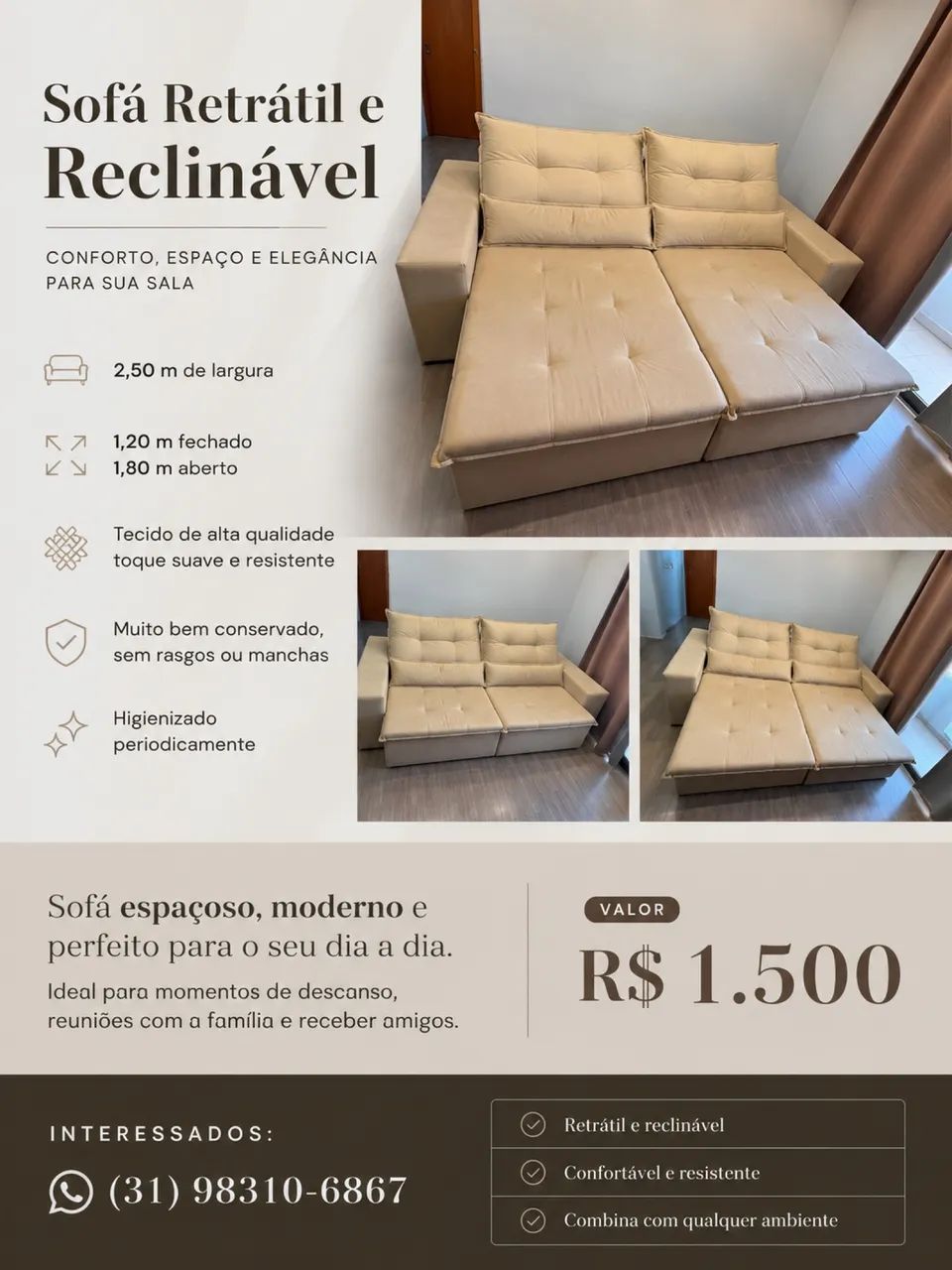 Sofá retrátil e reclinável  - Foto 5