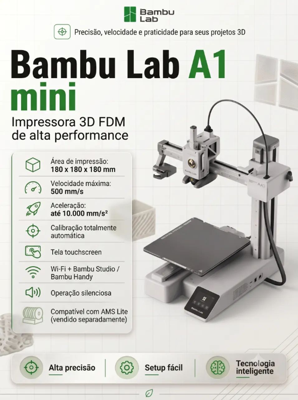 Impressora 3D Bambu Lab A1 Mini Lacradas Com Nota Fiscal e Garantia