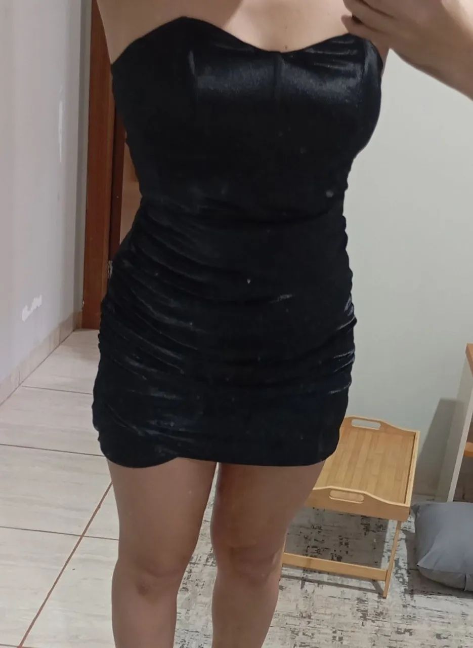 Vestido mini veludo tomara que caia Renner Tam.M - Foto 2