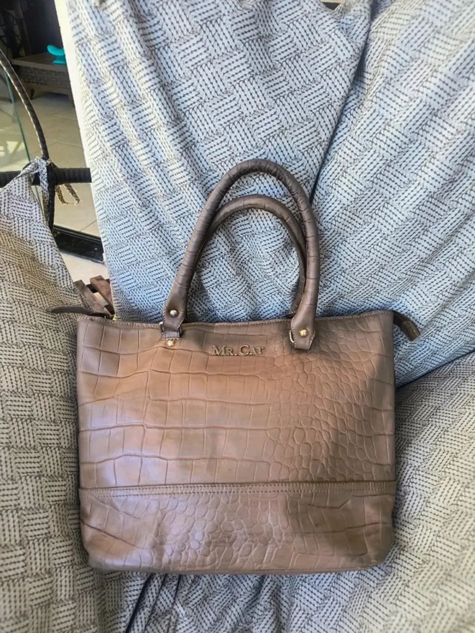 Bolsa caramelo de couro legítimo (Mr. Cat) - Foto 2