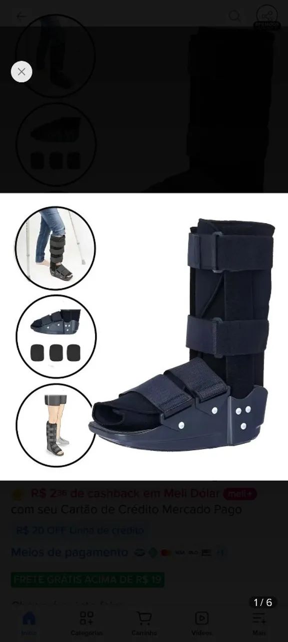 Bota imoblizadora ortopédica cano curto 