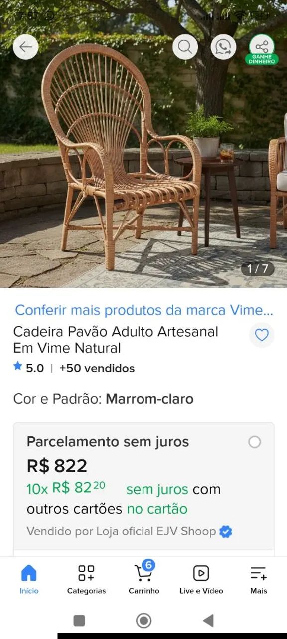 Cadeira pavão natural  - Foto 2