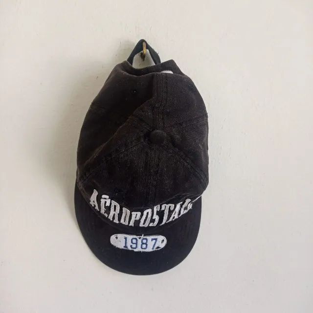 Boné strapback aba curva - aéropostale 1987 original - preto