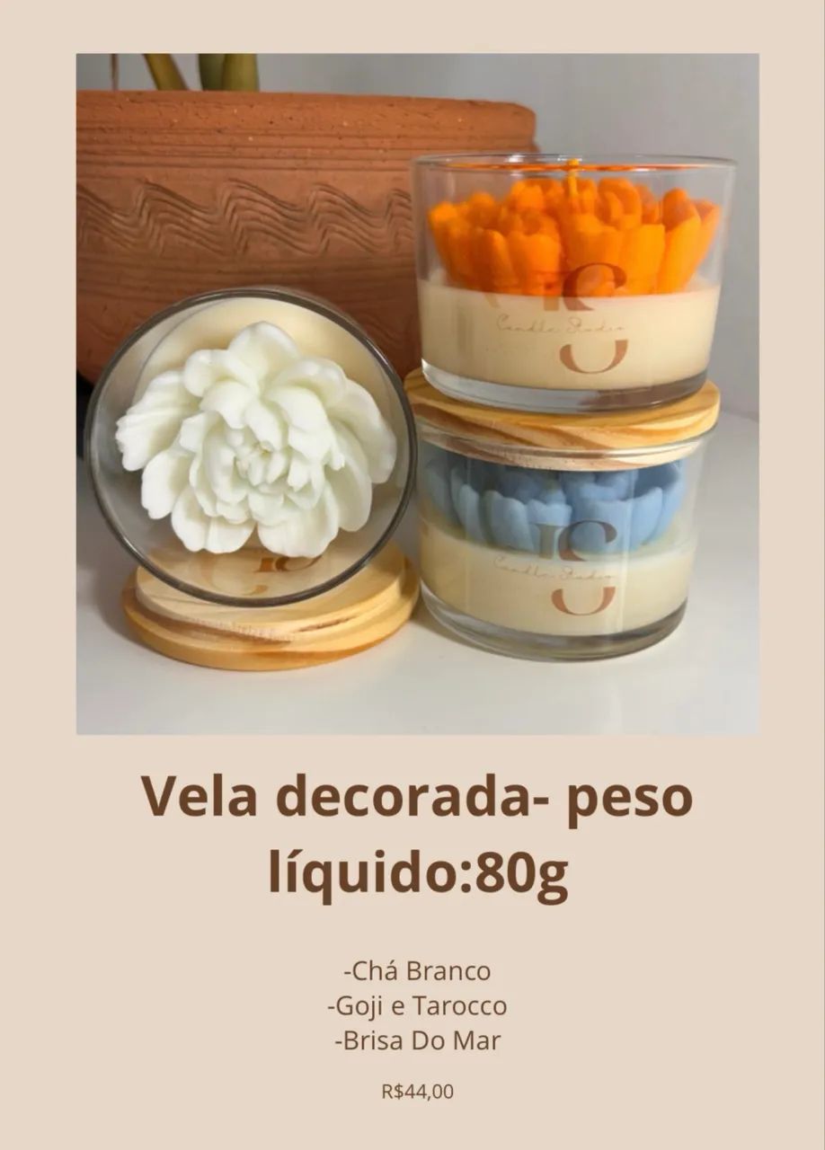 Vela aromática com flor 