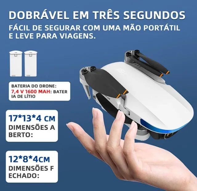 Drone S6S com Câmera 4K, GPS Integrado, Motor Brushless, Dobrável, Duas Baterias - Foto 5