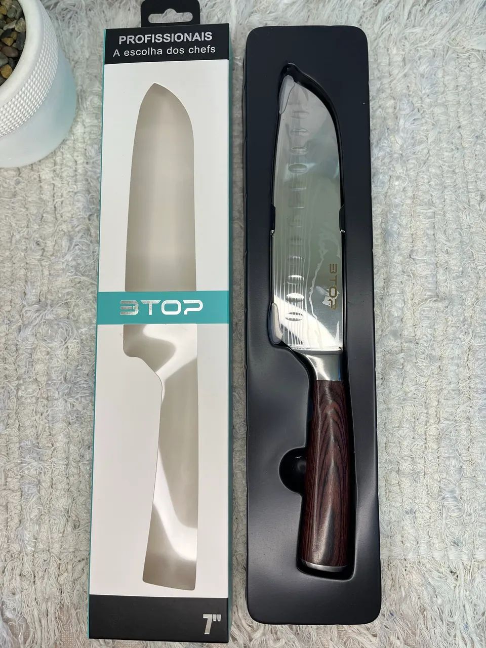 Faca Profissional BTOP 7 Polegadas Santoku para Cozinha - Foto 3