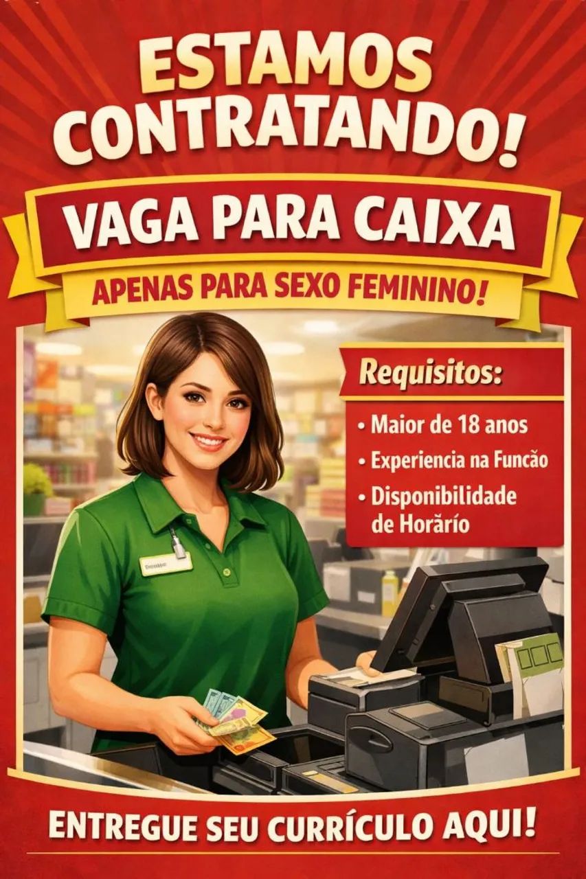 Vaga para operadora de caixa 