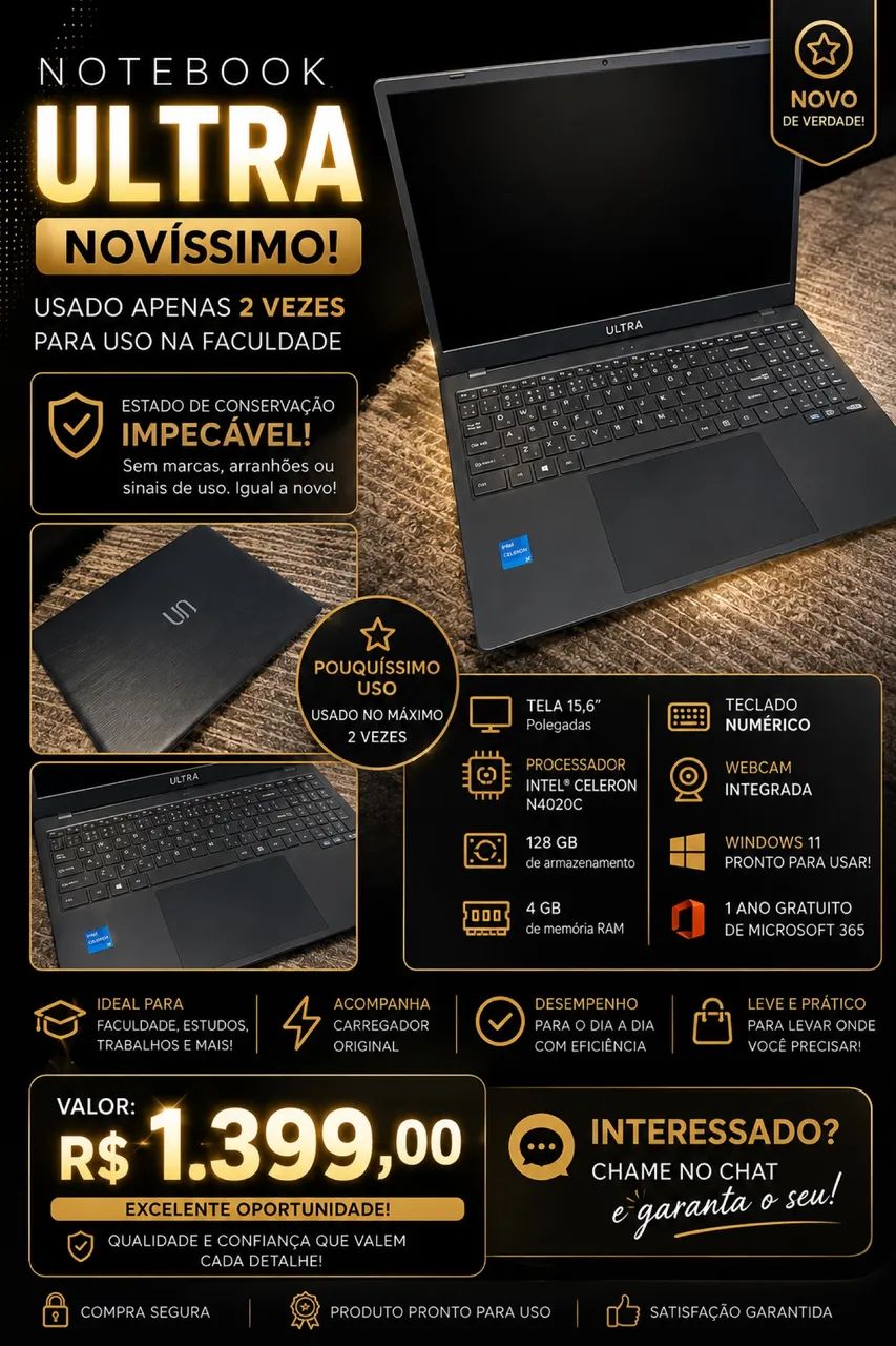 Notebook usado apenas 2 vezes 