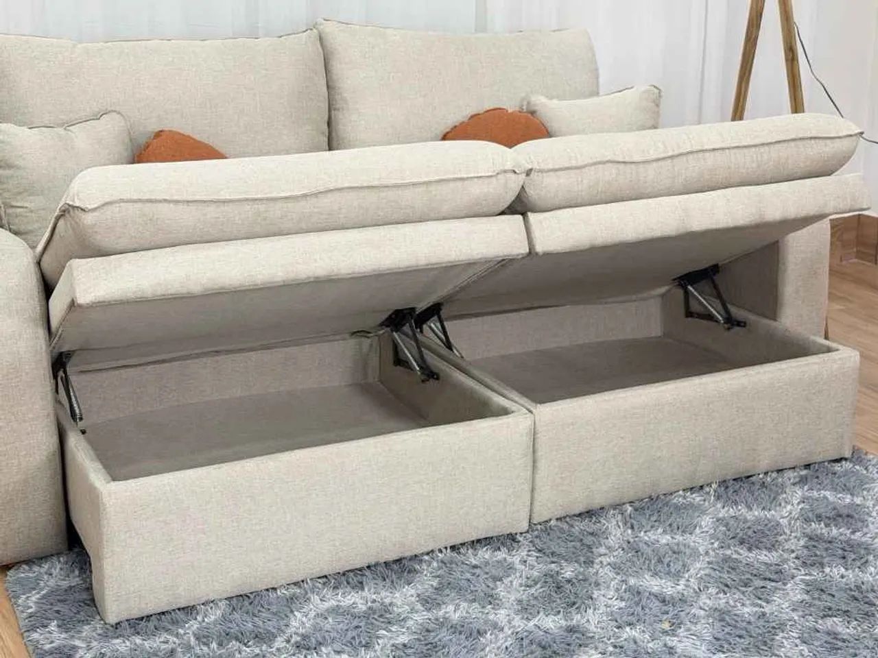 Sofá Cama Baú 2,10m Molas Ensacadas l87