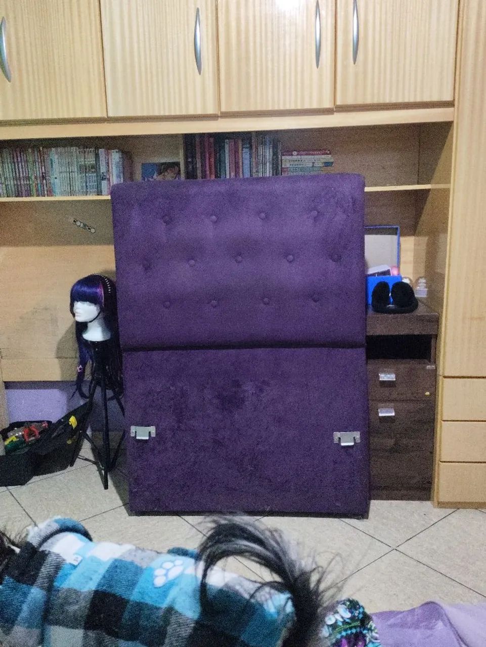 Cabeceira Cama de Solteiro Box Roxa - Foto 2
