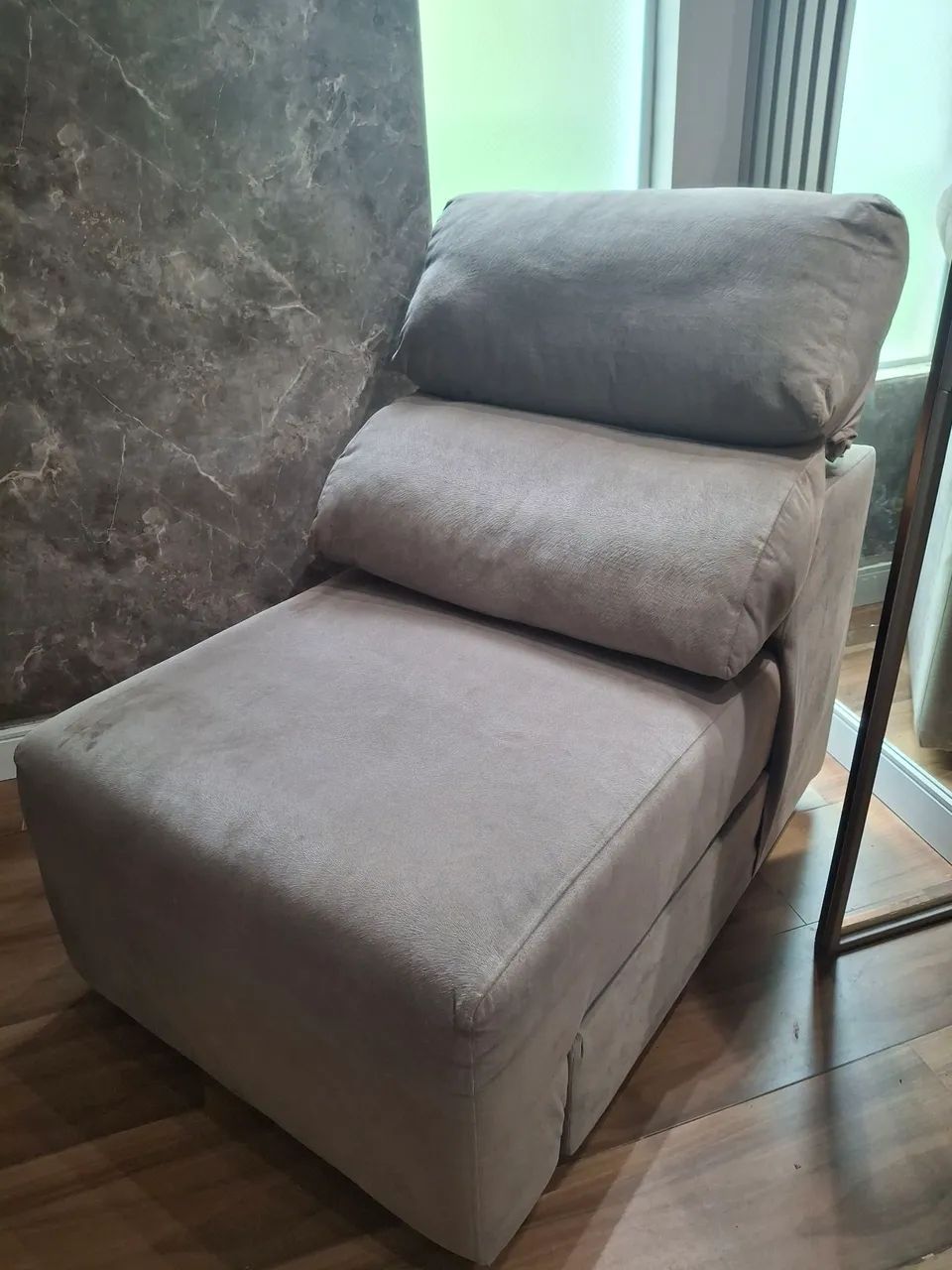 Poltrona Chaise Reclinável em Suede - Foto 4