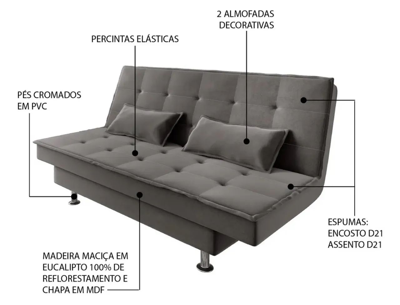 Sofá cama seminovo com almofadas - Foto 5