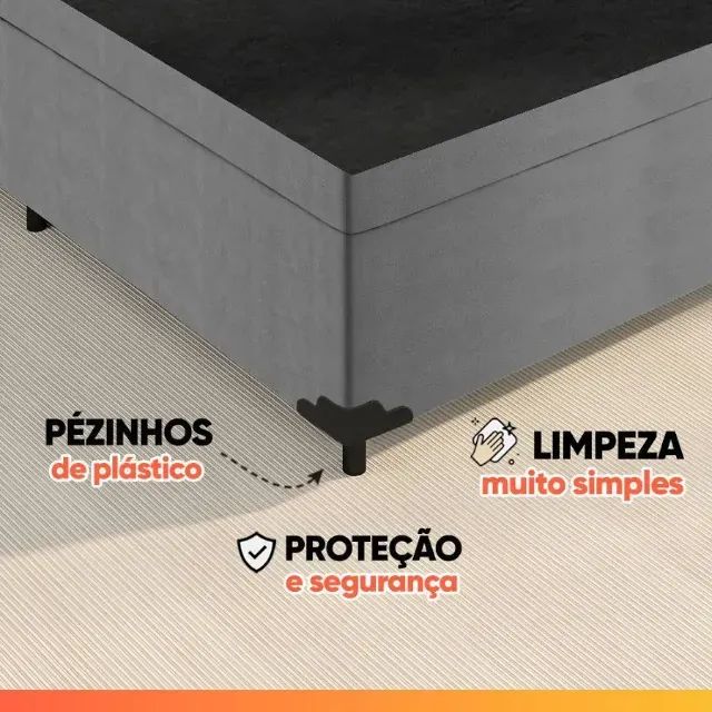 Colchão Casal Espuma D33 + Cama Box Baú Cinza - Foto 2