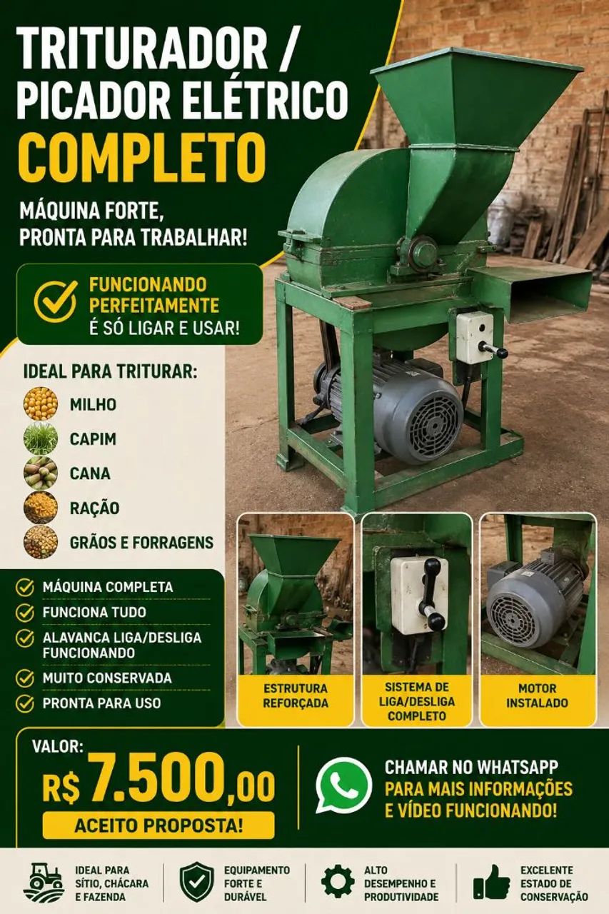 TRITURADOR / PICADOR ELÉTRICO COMPLETO Desintegrador com sistema CICLONE 