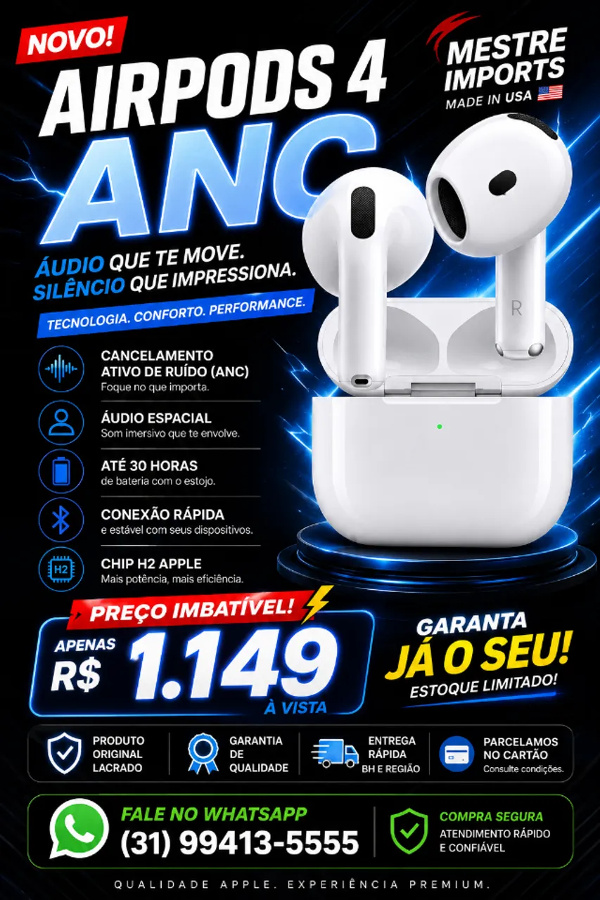 AirPods 4 （ANC） AirPods 4 ANC Novo Original Com Garantia - Fones de Ouvido