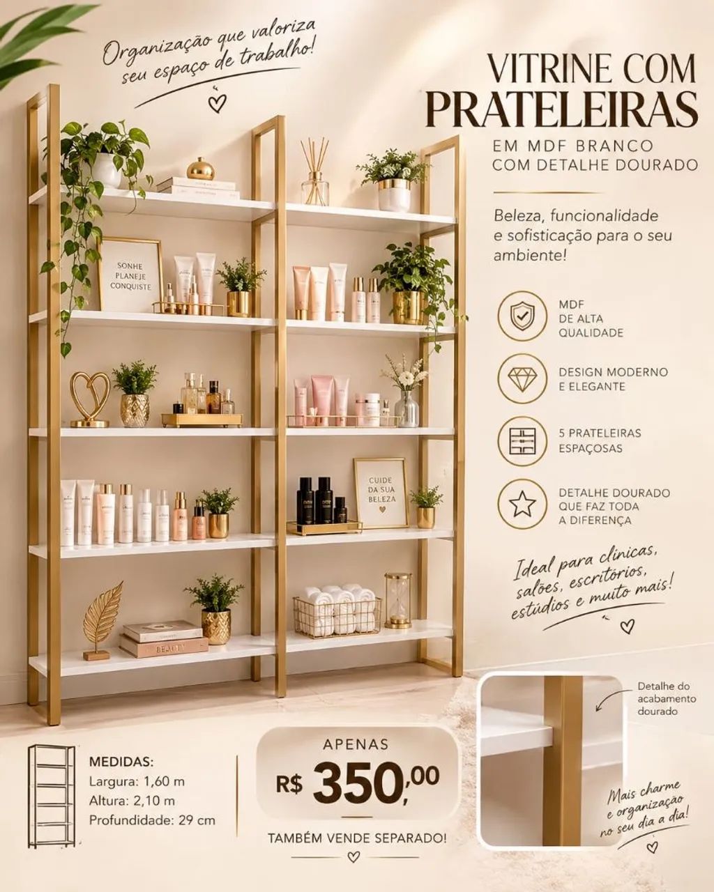 Vende-se vitrine com prateleiras em mdf