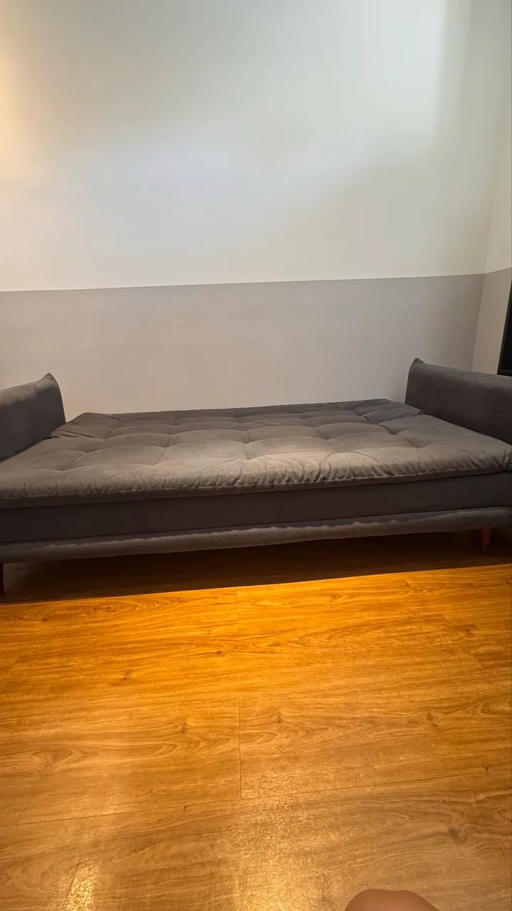 Sofá-Cama 3 Lugares Cinza Reclinável 2m Confortável - Foto 4