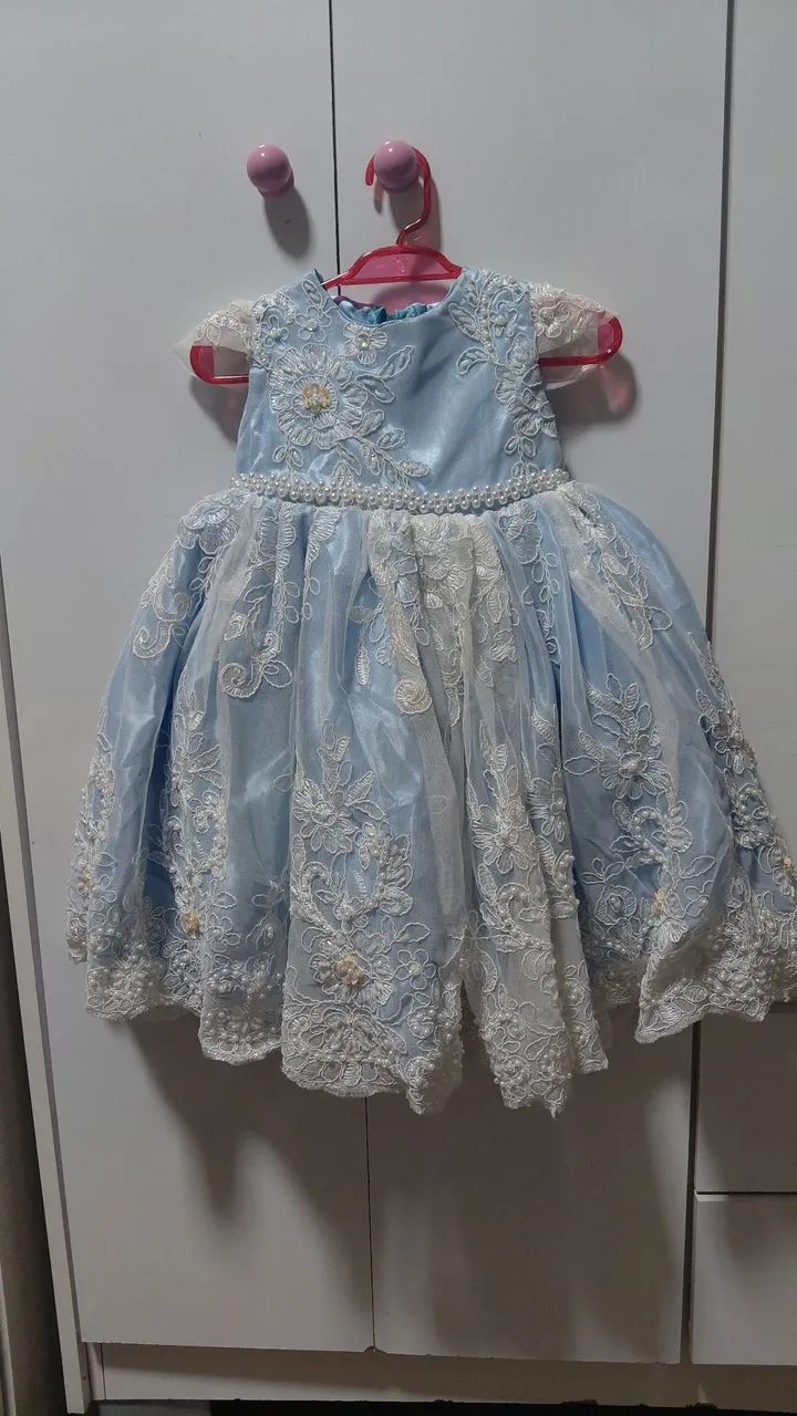 Vestido festa bordado bebê 