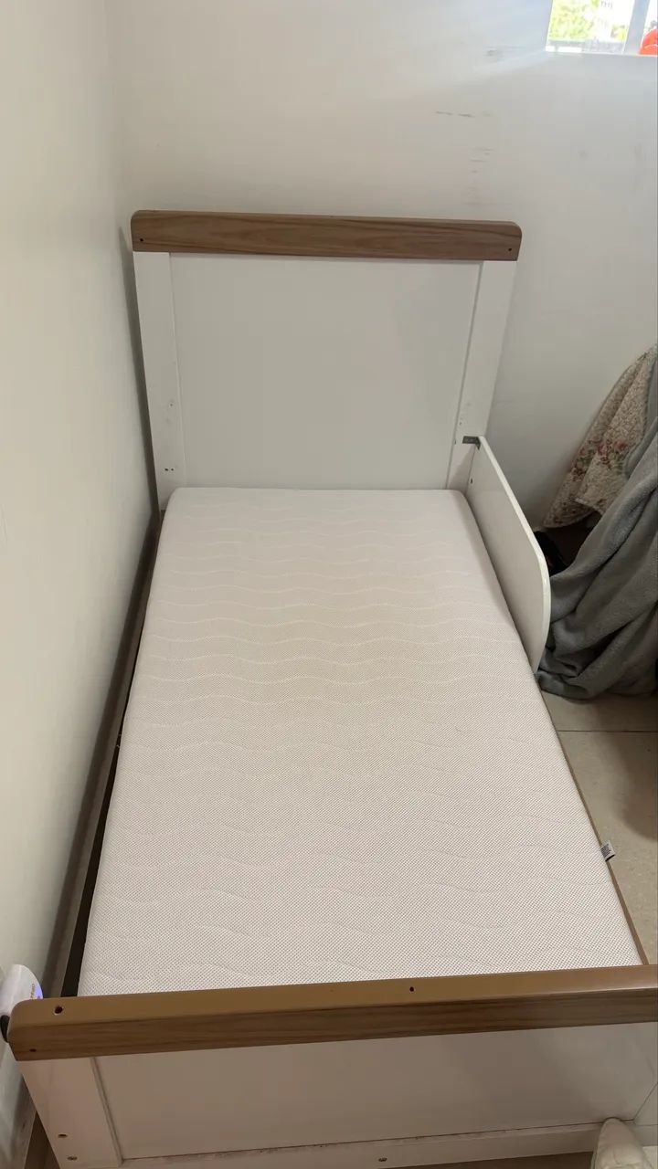 2 em 1 Berço e Cama Infantil + colchão 