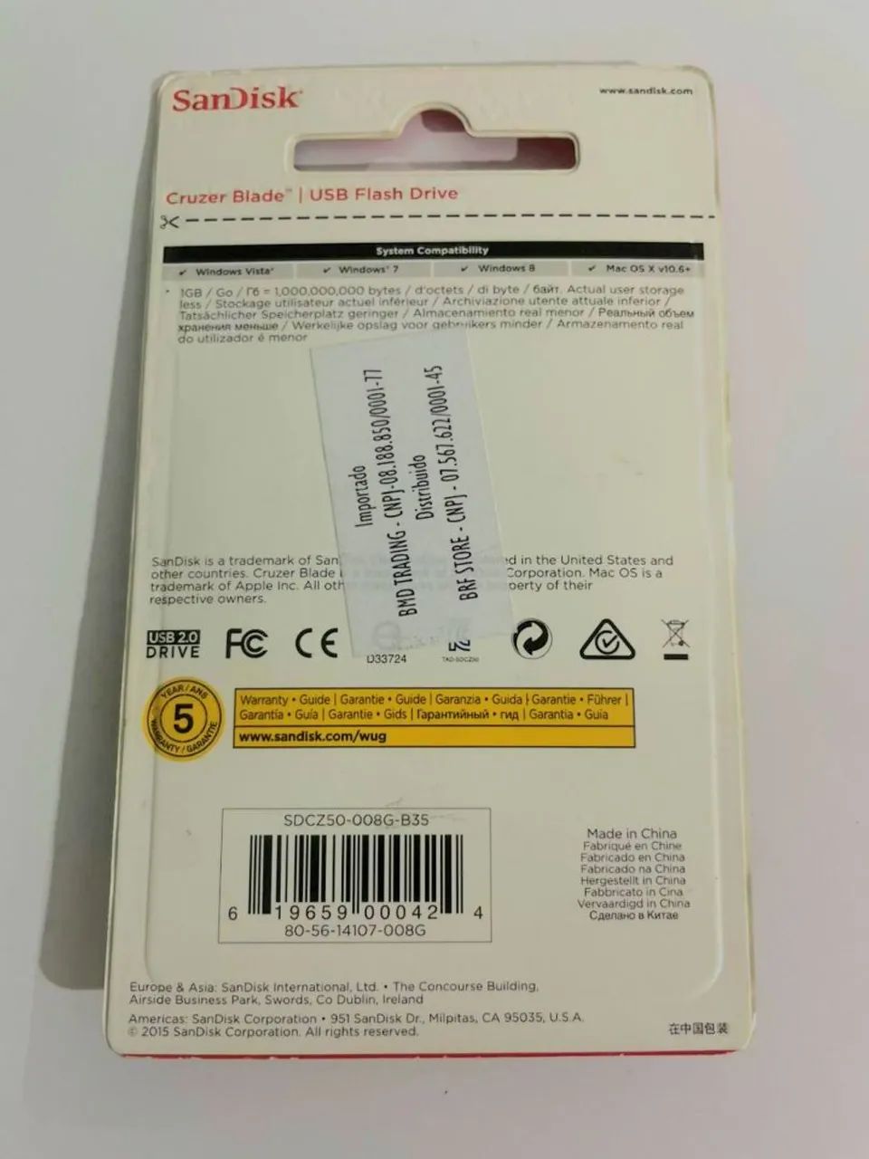 Pendrive SanDisk Cruzer Blade 8GB - Novo - Foto 3