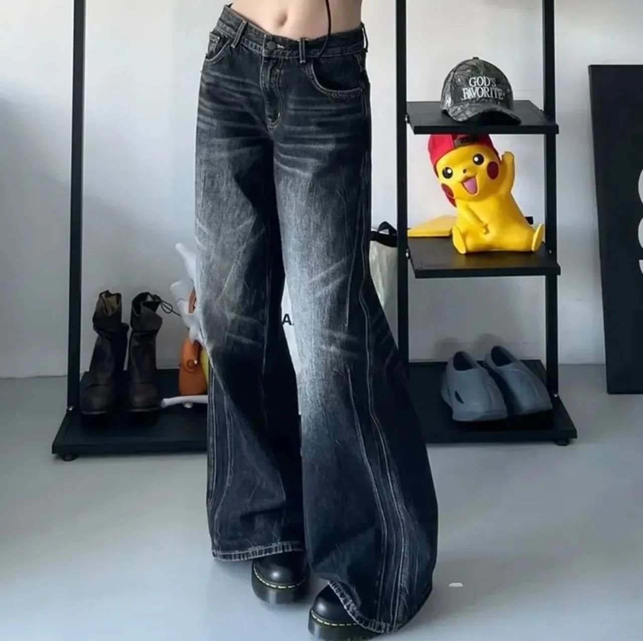 Calça Jeans Y2K Flare Preta